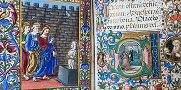 Illuminated pages from a medieval book of hours